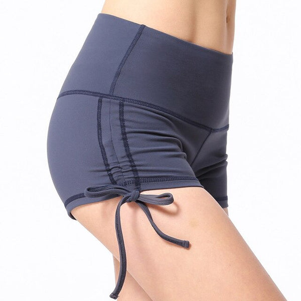 Women Drawstring Hips Yoga Shorts